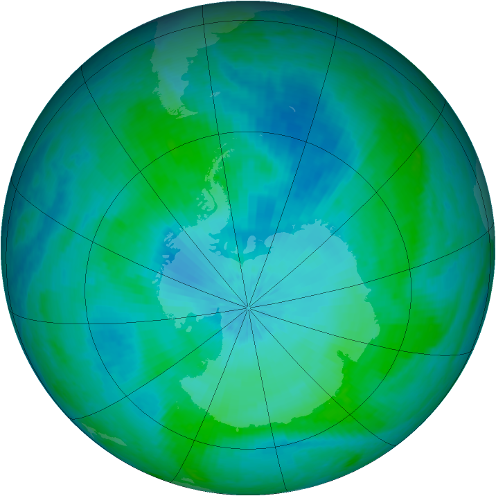 Antarctic ozone map for 09 February 2002